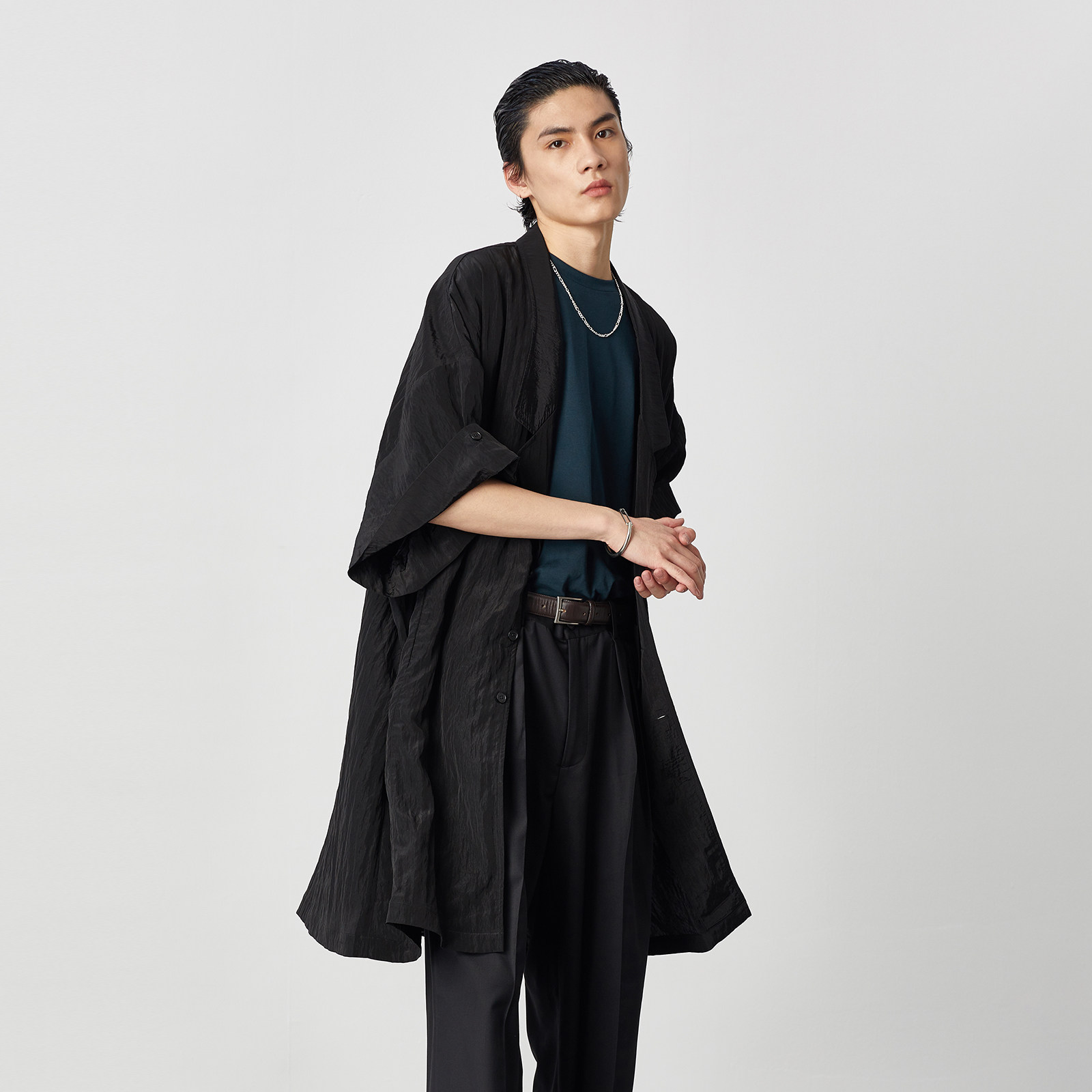 opiclothopic20ss褶皱肌理系列翻驳领翻衬衫