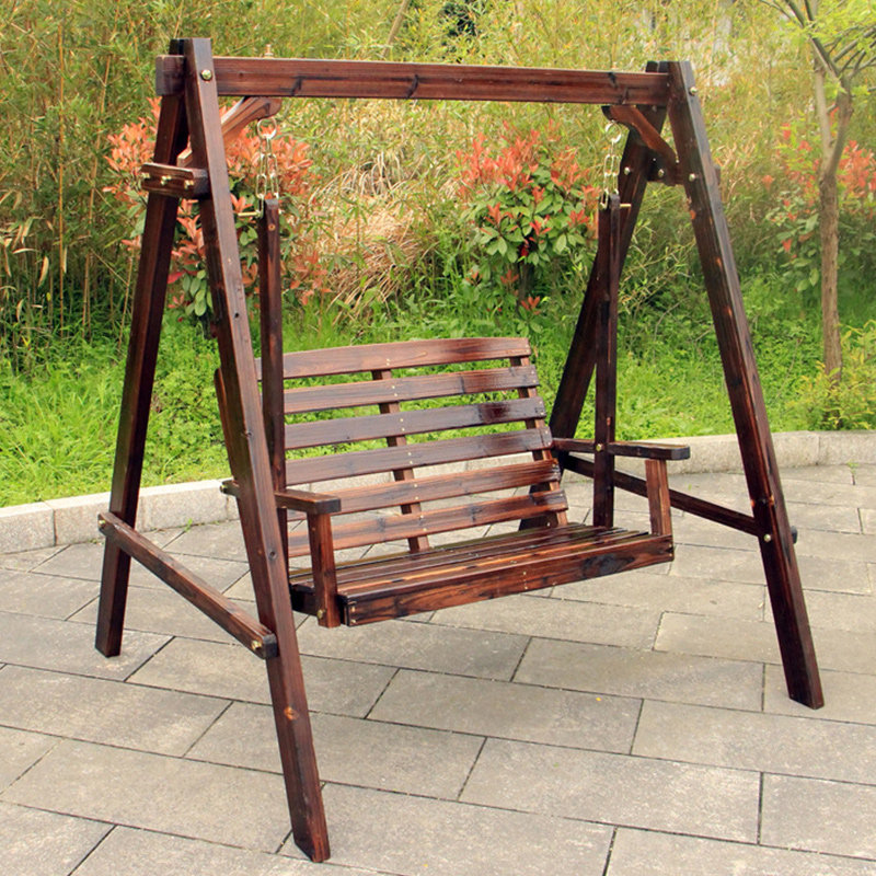 吊椅秋千户外庭院实木摇椅室外别墅露台防腐户外秋千
