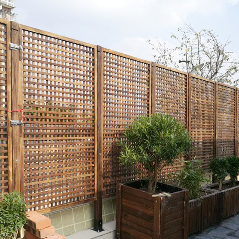 户外防腐木栅栅栏阳台隔断装饰爬藤花架碳化木大型篱笆