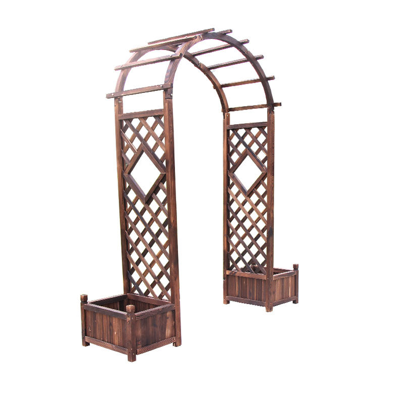 室外拱门花架爬藤架子庭院碳化防腐木花园栅栏门花墙架网格葡萄架
