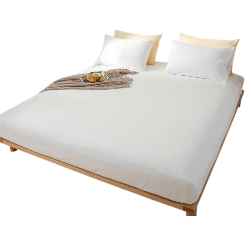 白色丝光全棉床笠单件100纯棉裸睡床罩防滑床笠