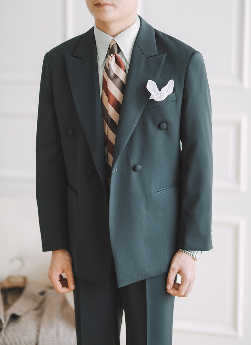 休闲百搭西服秋季复古那不勒斯微宽双排外套意式西服