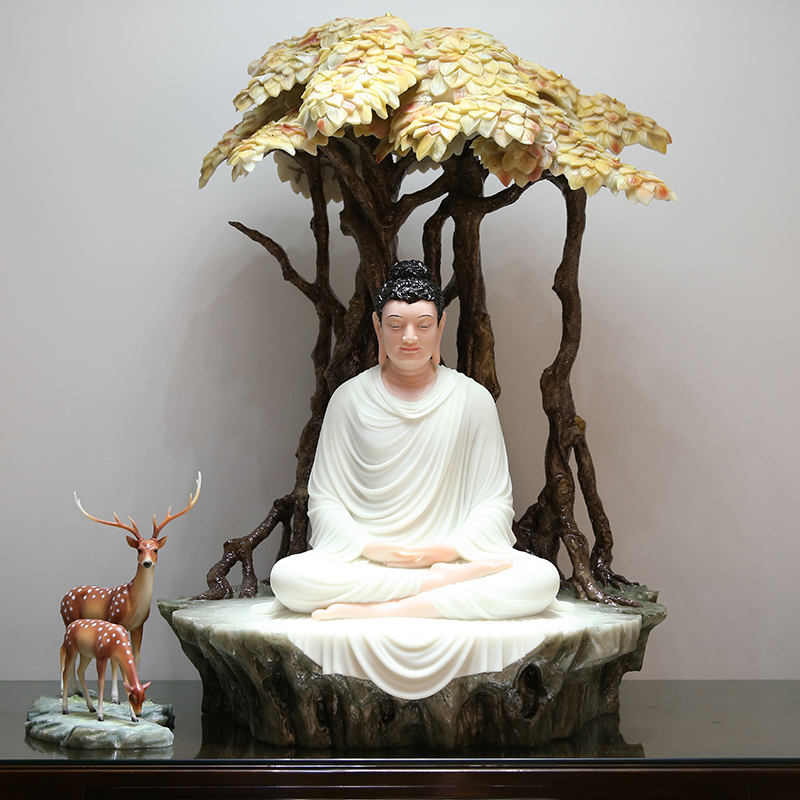 禅意鹿野苑悟道汉白玉释迦牟尼大日如来如来佛佛祖佛像摆件