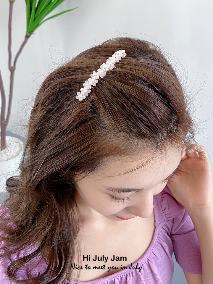 发梳女盘发刘海珍珠后脑勺插梳发卡发型装饰中号发饰