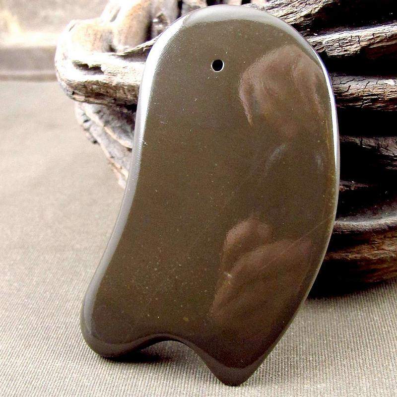 相石缘罕见褐色泗滨砭石刮痧男女太极按摩器泗水砭石手链