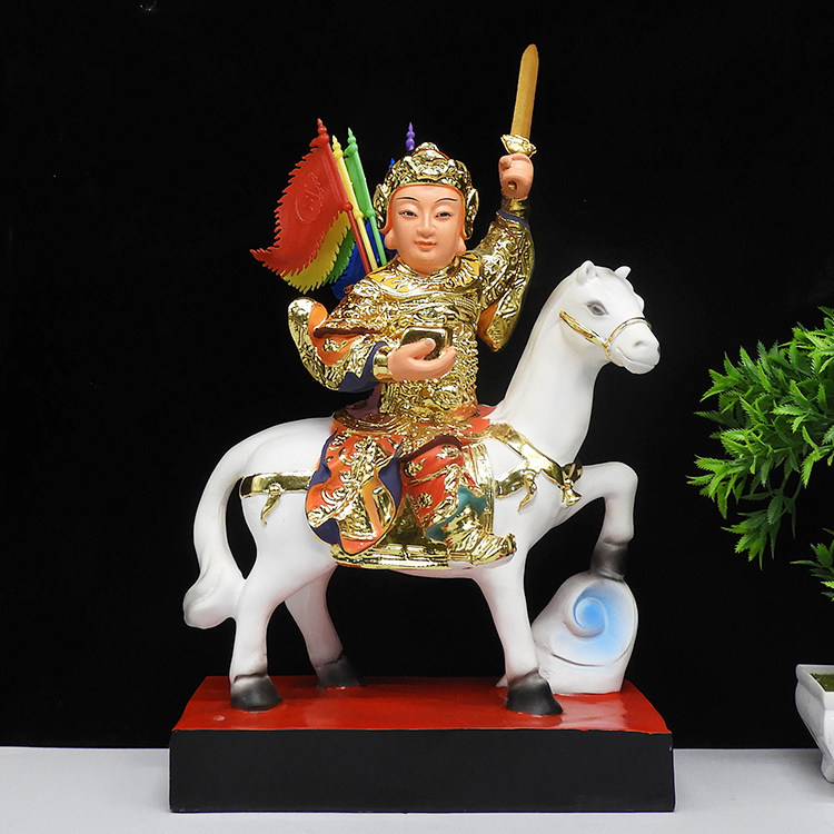 报马黄小跑神像马神像左右佛像树脂将军骑马灵童摆件