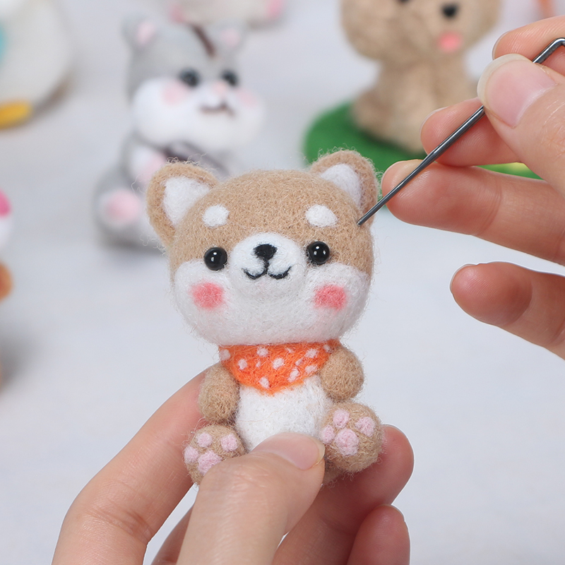 羊毛毡戳戳乐打发时间成人减压手工diy材料包制作柴犬狗猫咪玩偶