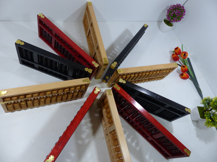 现包邮红木色19档榉木超大老式实木算盘神墨算盘