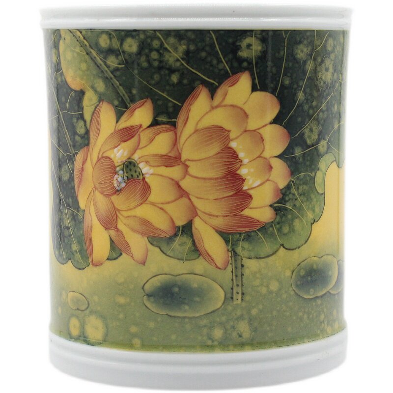 一诺诺轩景德镇陶瓷手工胎纯手绘荷花笔筒王兵作品文房四宝