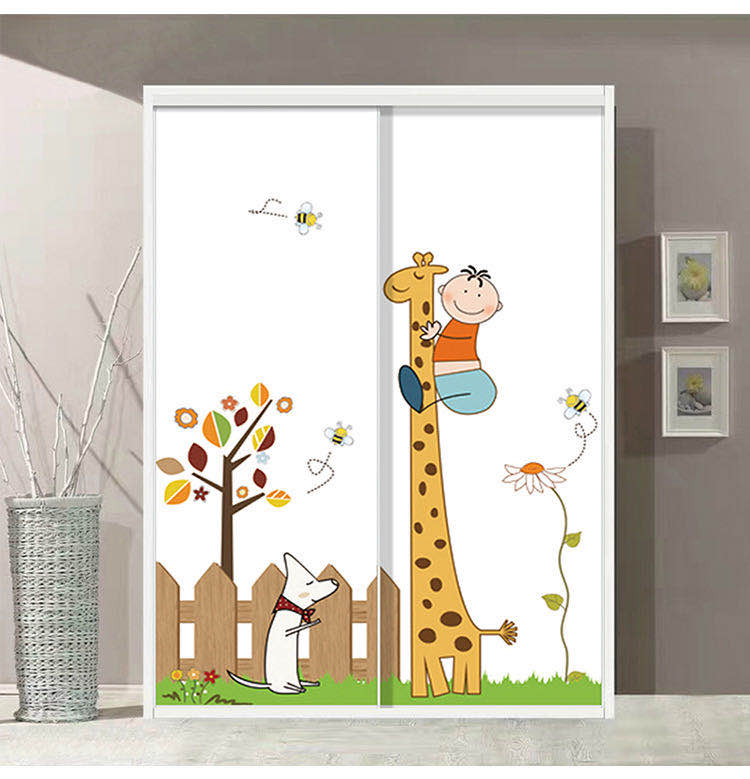 定制定做衣柜推拉门实木高端儿童卡通图案彩绘环保柜门推拉滑移门