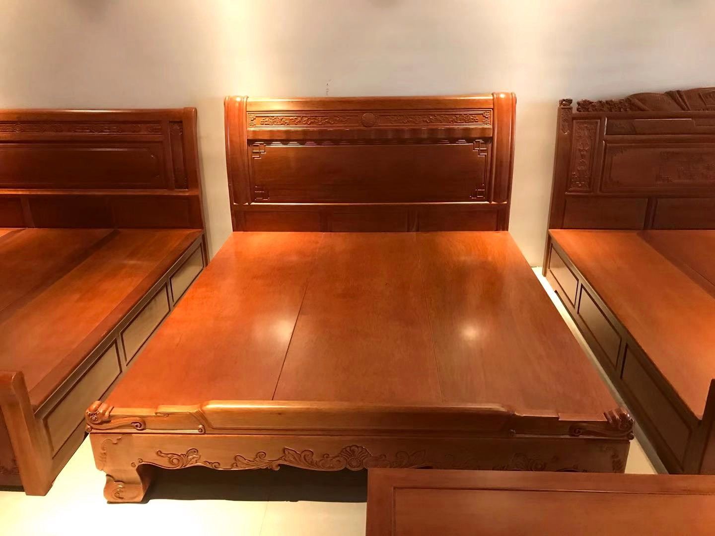 实木非洲菠萝格大床红木木床花梨1.8米红木家具大脚实木床