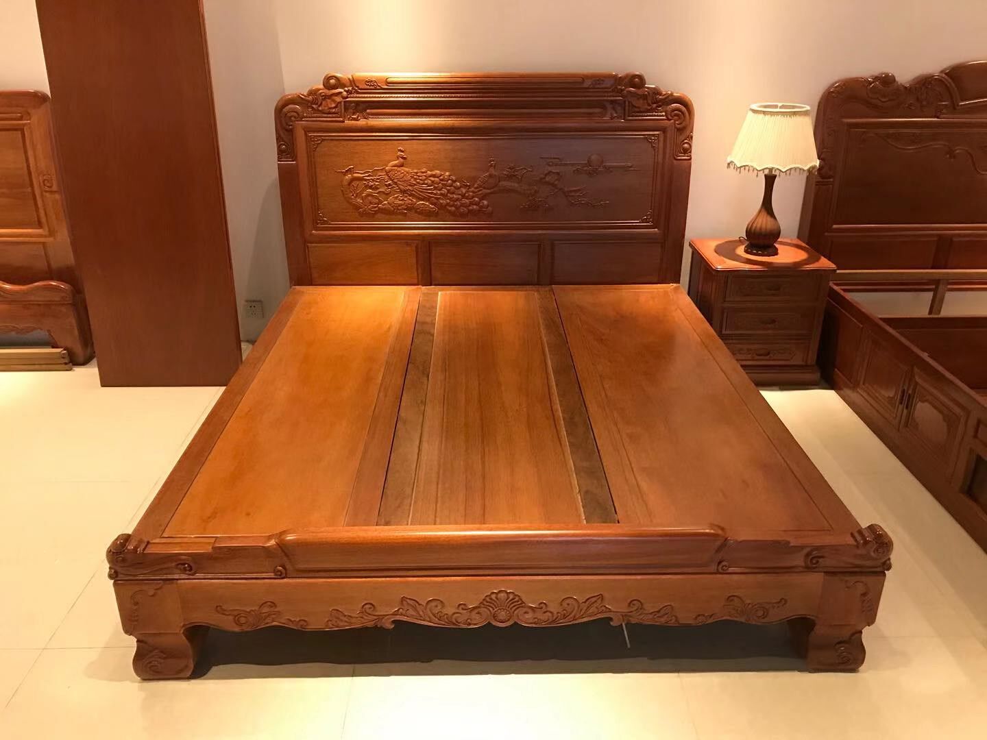 实木非洲菠萝格大床红木木床花梨1.8米红木家具大脚实木床