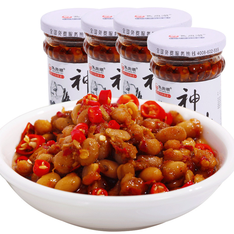 安徽淮南焦岗湖神仙豆臭豆子渔家风味纳豆黄豆酱下饭小菜201g*4瓶