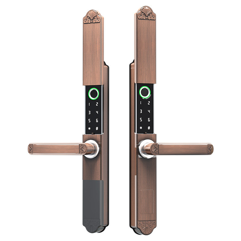 指纹边门铁门室外开门户外双面院门铝庭断桥智能门锁