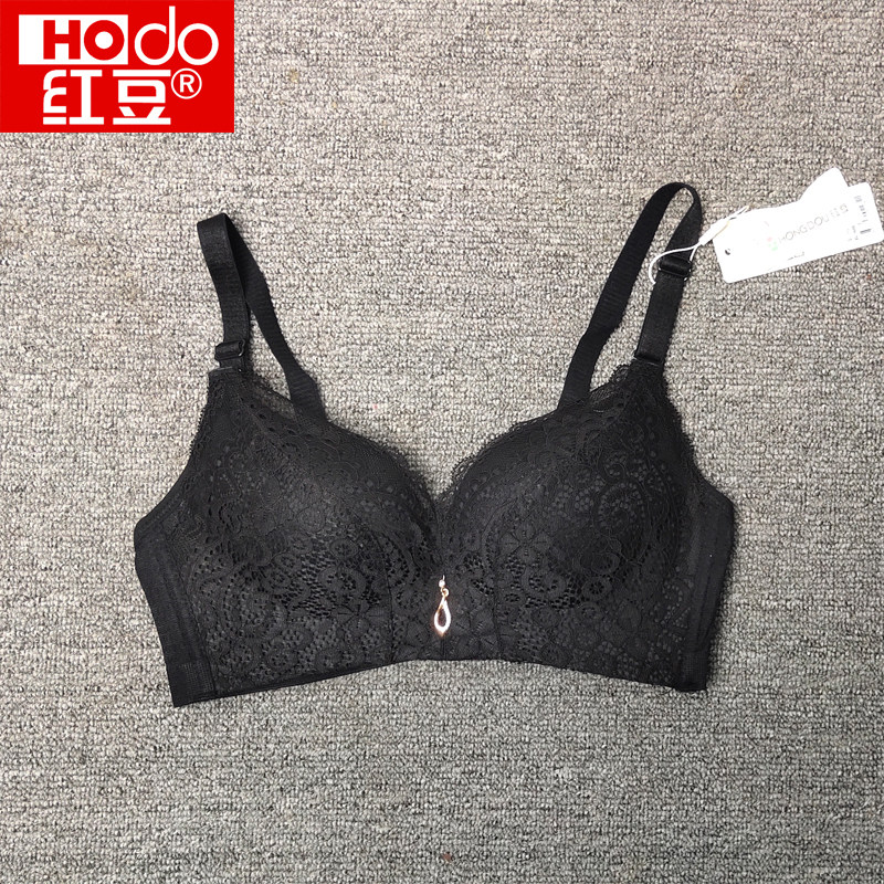 红豆文胸内衣无钢圈胸罩性感薄款蕾丝新款舒适型女士内衣红色本命