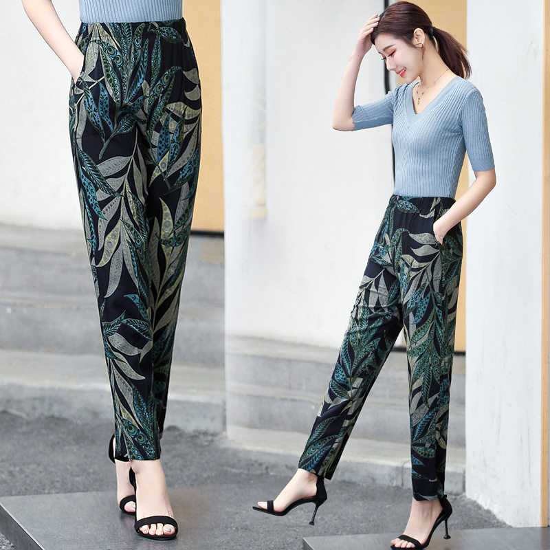 夏季新款妈妈棉绸显瘦裤子子女睡裤中老年女装中老年女装