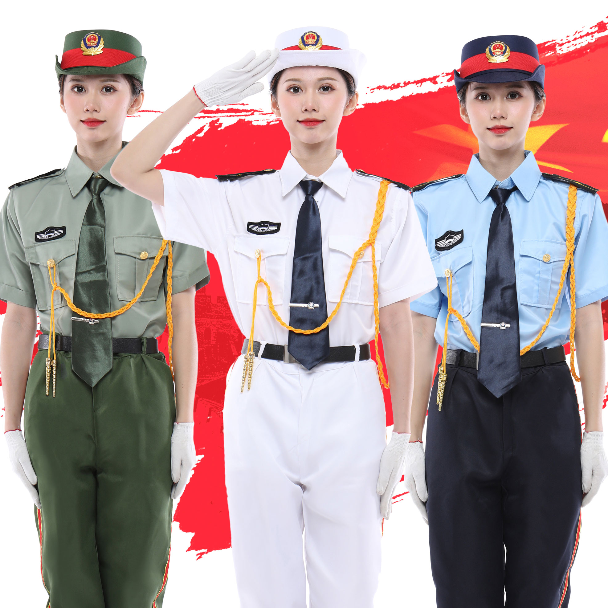 夏季升旗旗手服装军装礼服国旗班军乐仪仗队演出服儿童演出服