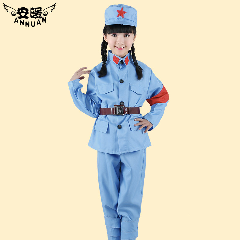十一儿童小红军装演出服装女八路军装革命红军舞蹈军装表演摄影