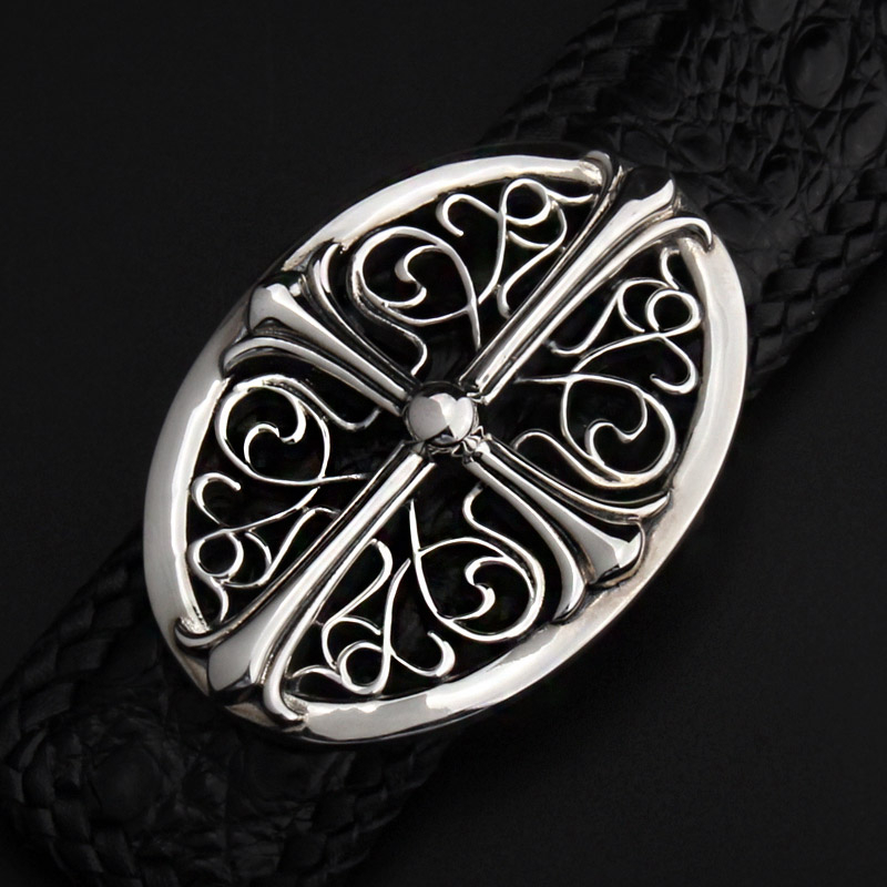 高档纯银24k纯金皮带皮带扣扣头s925男士平滑皮带扣