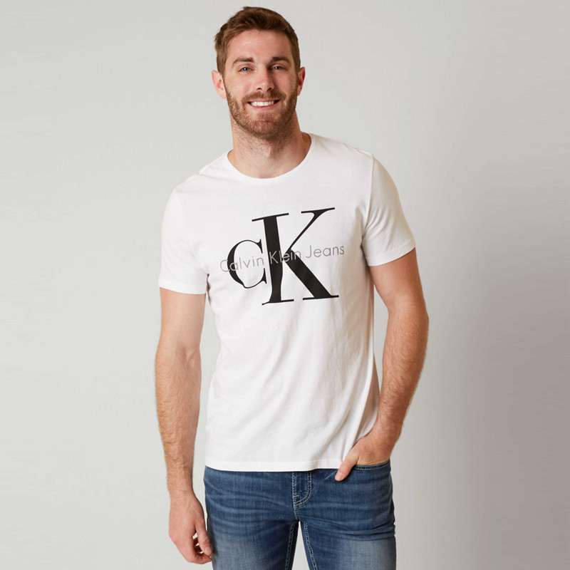 calvin klein/卡尔文克雷恩男士纯色打底衫短袖 ck棉v领t恤清仓价