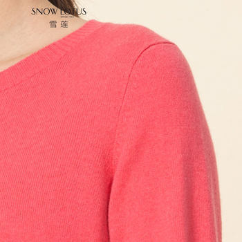 Snow lotus cashmere sweater new round neck pullover sweater solid color mid-length bottoming shirt slim fit women