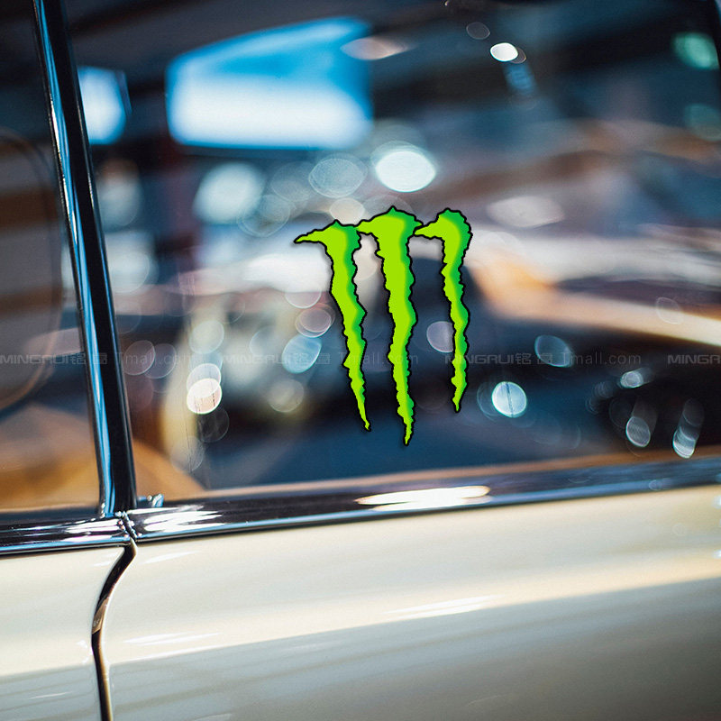 汽车贴纸个性创意logo绿色魔爪monster划痕遮盖汽车装饰贴
