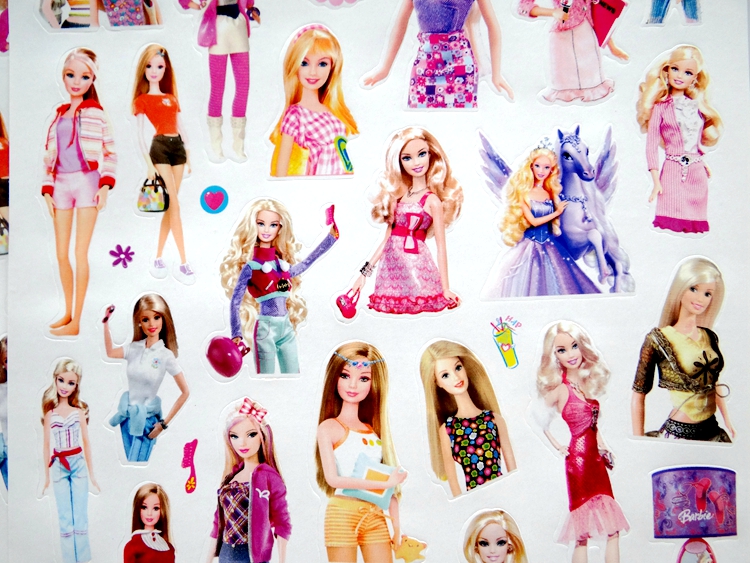 1包5张芭比公主女童贴画幼儿儿童奖励平面贴纸