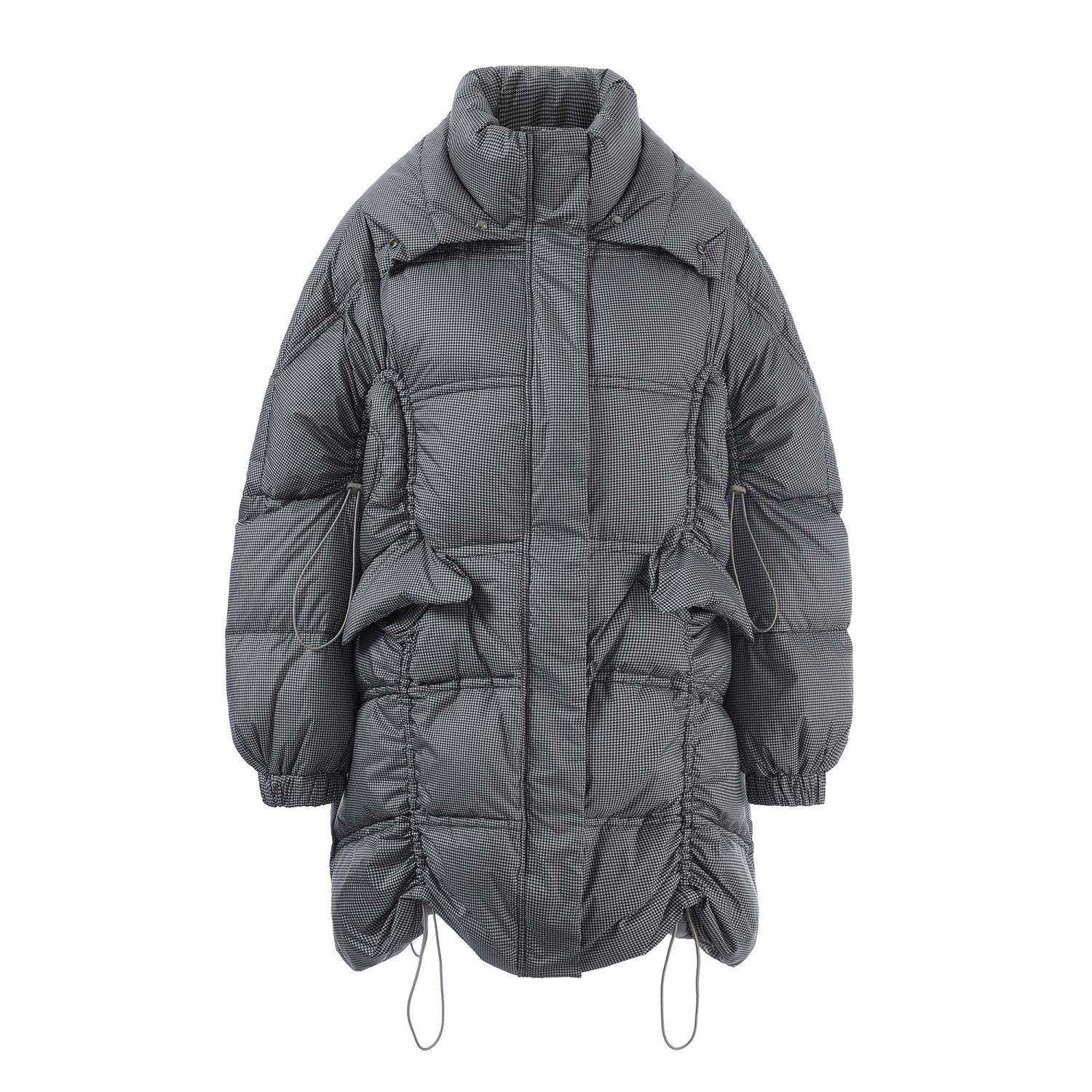 mom买手店viapitti冬季新款爱心系列格子爱心抽绳羽绒服女加厚