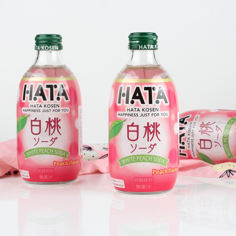 日本进口hata哈达白桃味碳酸汽水饮料粉色少女碳酸饮料