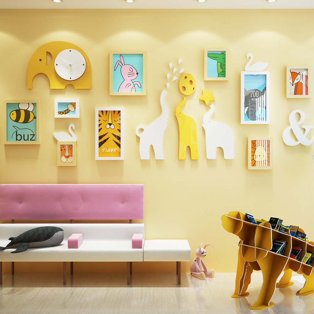 客厅装饰画儿童房间壁画男孩卧室床头组合创意现代装饰画