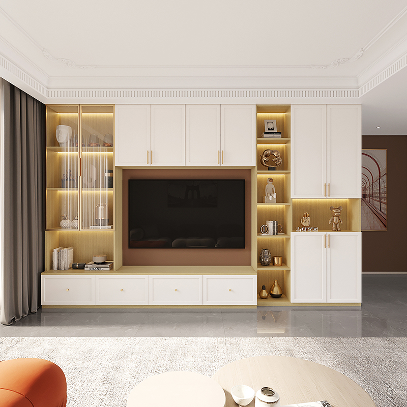 轻奢电视柜一体组合墙柜背景墙现代简约客厅壁柜整体电视柜