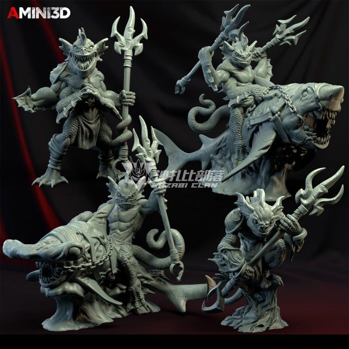 animi3d沙华骑士萨瓦因鱼人原创创光固化手办沙扎桌游配件