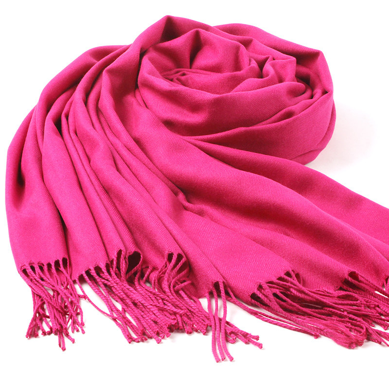 上海故事红色羊毛羊绒围巾冬季薄款纯色披风秋冬围巾