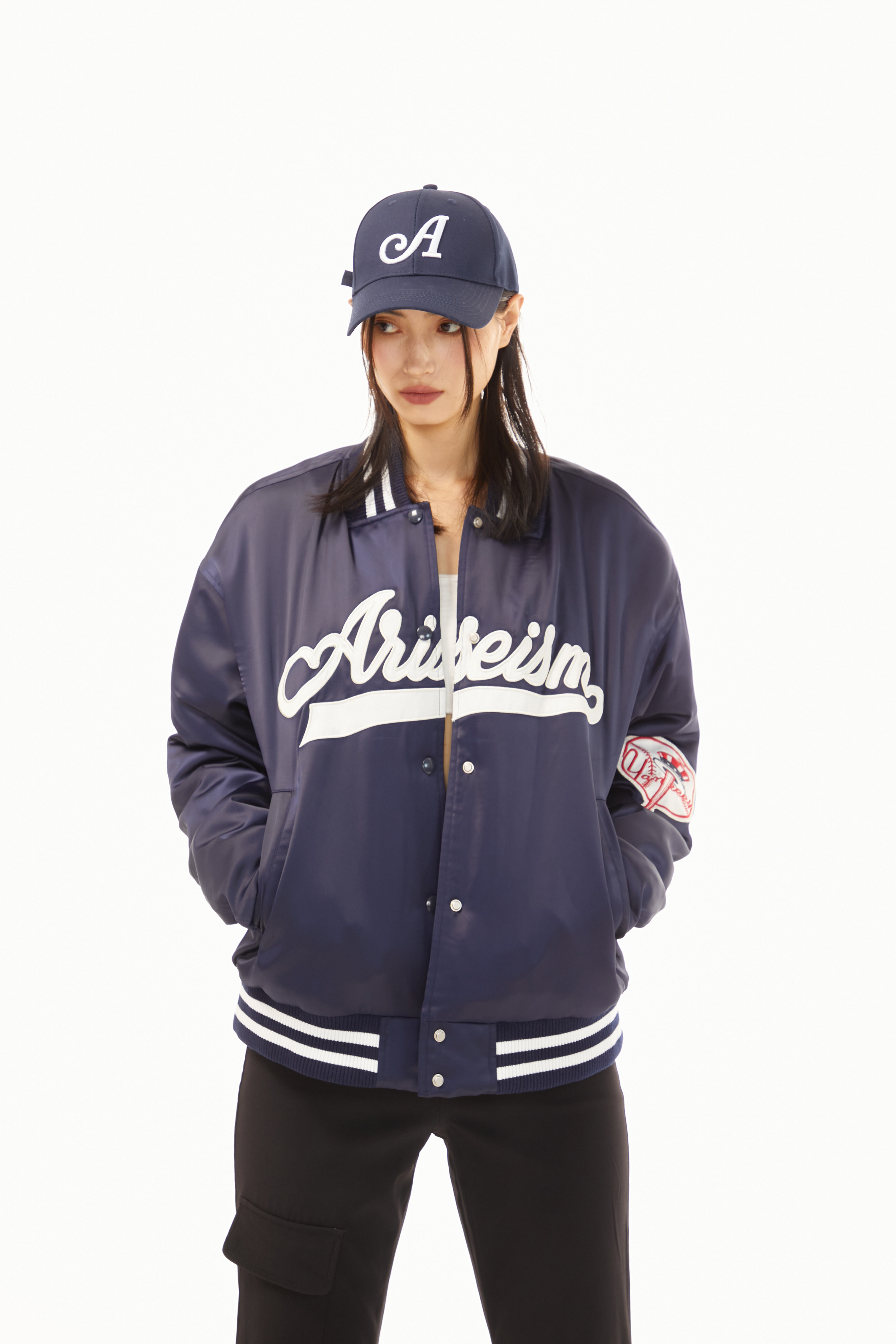 hgofficialariseism美式复古棒球服女2021春秋新款宽松短外套