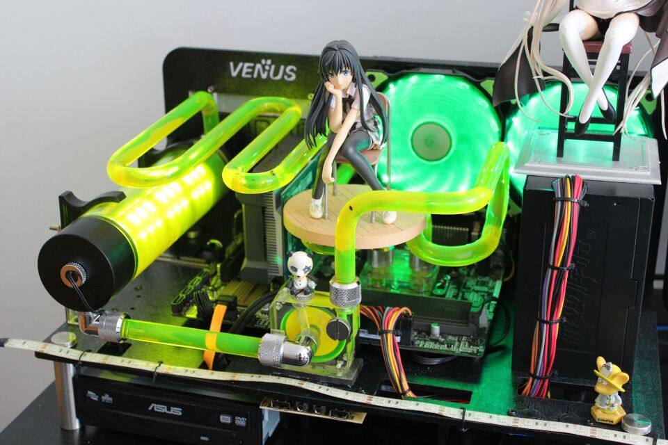 venus个性diy亚克力卧式水冷透明机箱 开放式台式机架电脑主机箱