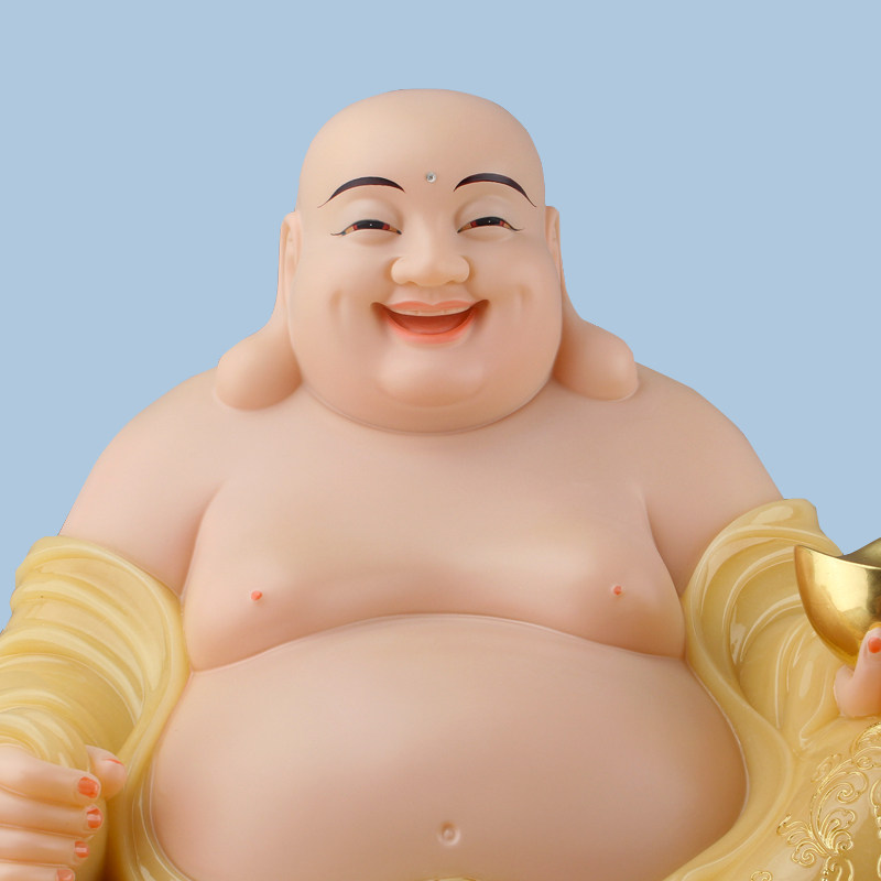 汉白玉佛像弥勒佛笑佛石雕黄玉大肚佛家用店铺送礼客厅摆件