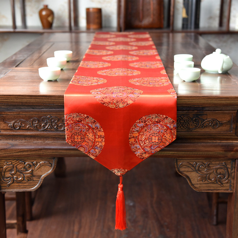 喜庆红色桌旗中式结婚礼婚庆桌布布艺茶席中国桌旗