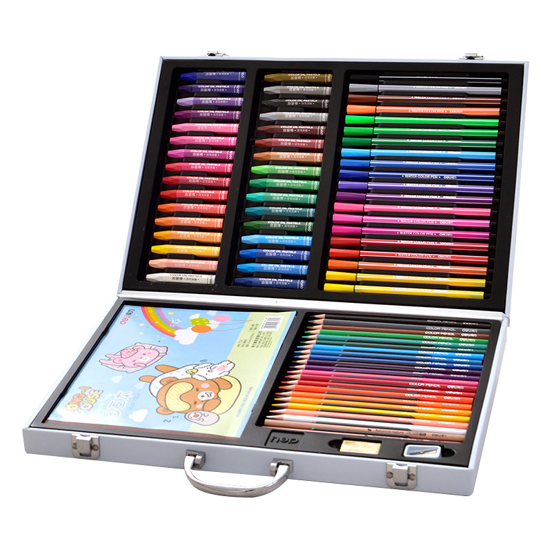 得力儿童彩色笔绘画套装儿童彩笔套装大套幼儿园水彩笔绘画套盒彩色笔