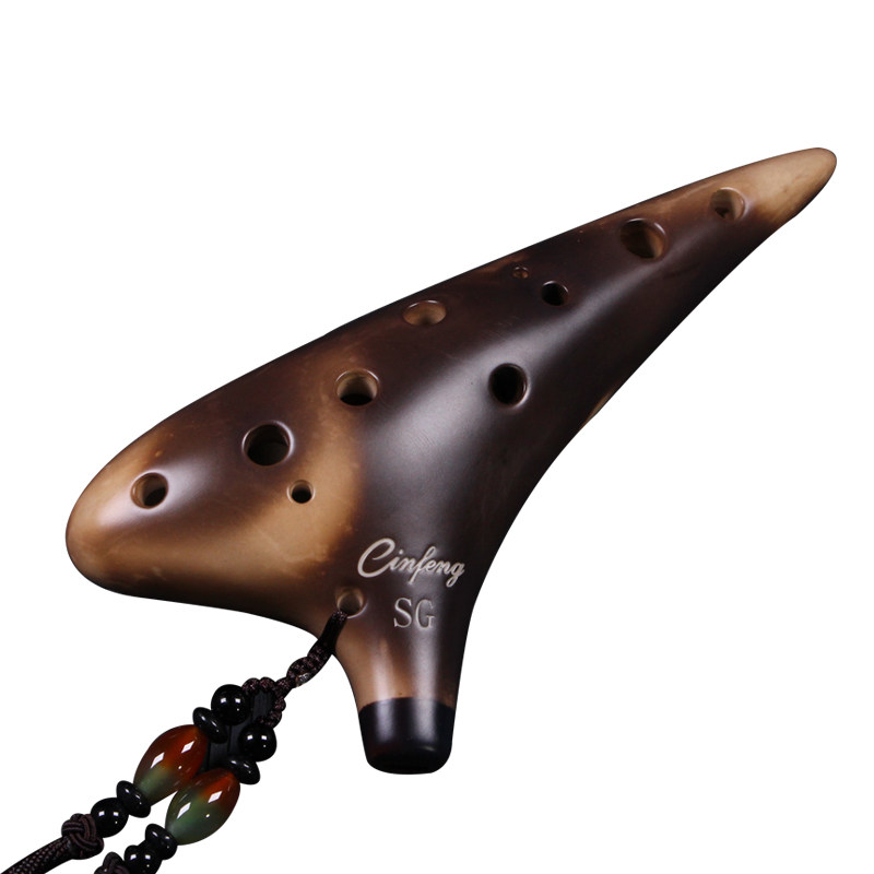 嘴素演奏专业孔陶笛十二漆吹林风调大陶笛