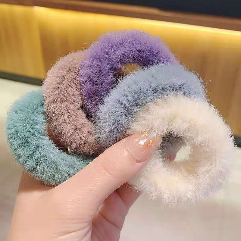 毛绒发圈毛茸茸头绳发绳网红ins韩国少女可爱秋冬皮套扎马尾发饰