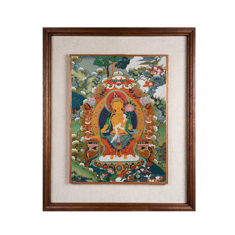 藏村唐卡弥勒佛像西藏旧勉唐派天然矿物颜料藏族唐卡