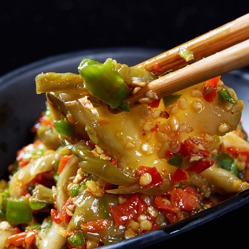 2瓶湖南特产彩椒榨菜农家手工自制剁辣椒酱腌菜湖南香辣下饭泡菜