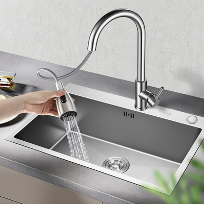 华帝厨房手工水槽304不锈钢加厚大单槽套餐家用台下洗菜盆洗碗池