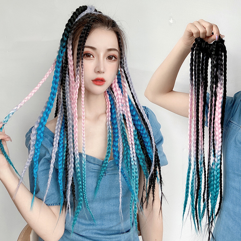 假发马尾彩色小辫子麻花辫细假发条脏辫女绑带时尚其它假发