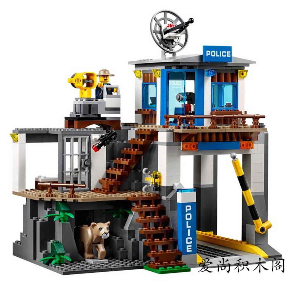 警察新品lego乐高60174城市山地总部空中追捕建构