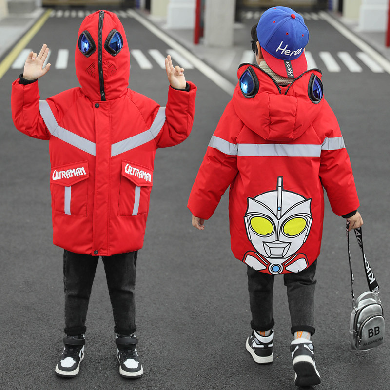 男童奥特曼棉衣外套2020新款中大儿童冬装戴眼镜棉衣