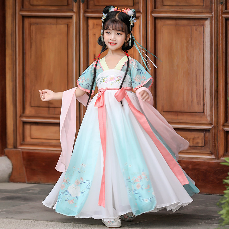 儿童古装汉服小孩古风童装连衣裙超仙宝宝中国唐装