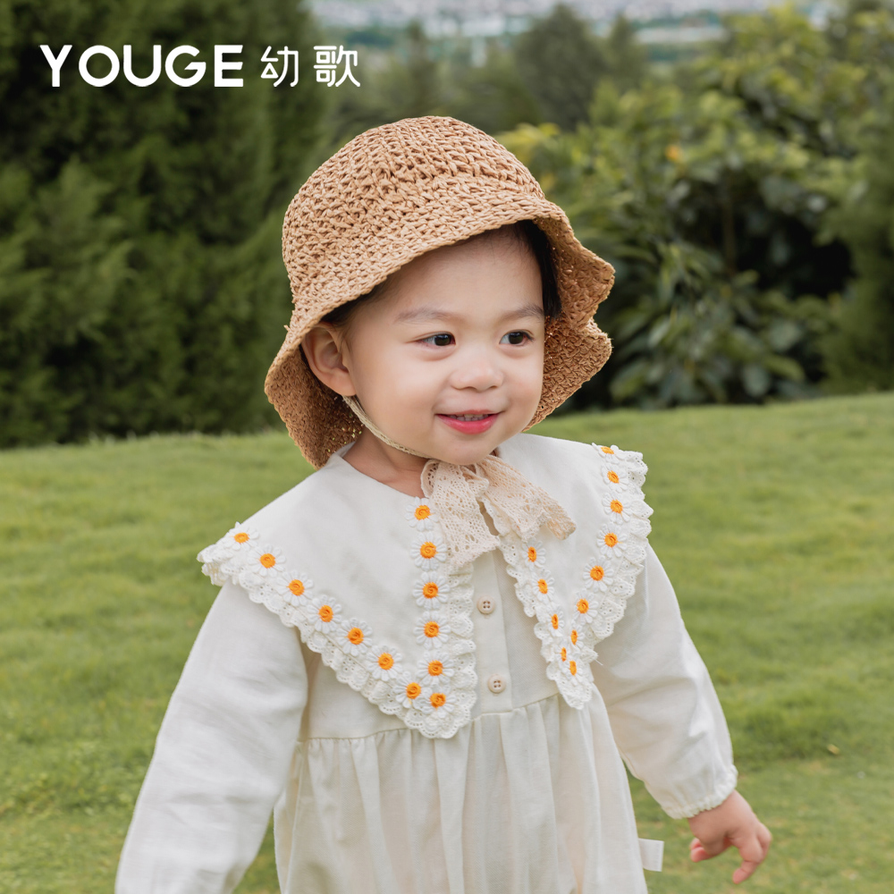 YOUGE幼歌 婴幼儿连体衣儿童长袖爬服春秋季新款洋气翻领包屁哈衣 - 图0
