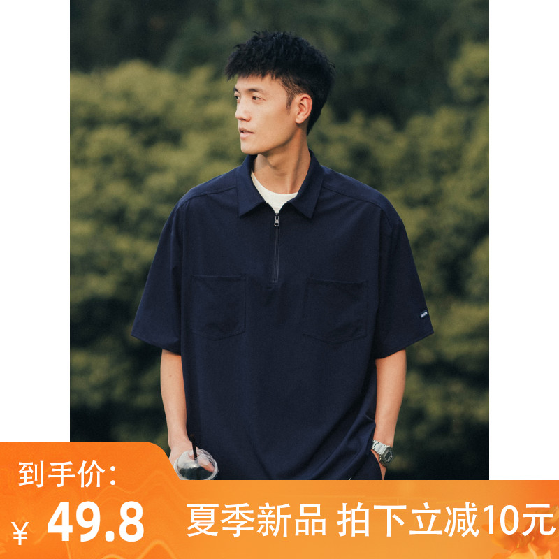 BDLS 日系CityBoy短袖纯色POLO衫男夏季新款宽松休闲翻领上衣T恤