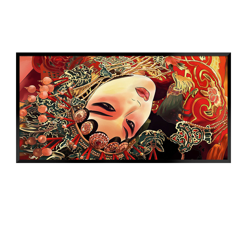 京剧戏曲花旦人物脸谱装饰画饭店餐厅挂画川剧餐馆火锅店墙面壁画